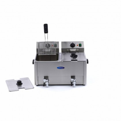 Friteuza electrica 2 x 8 litri, cu robinet de scurgere ulei