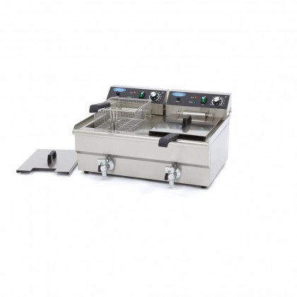 Friteuza electrica, 2 x 16 litri cu robinet de scurgere ulei