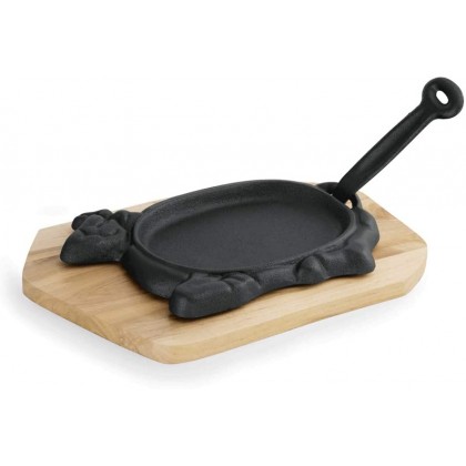 Tigaie servire 27x16x2 cm si tava din lemn 35x19x1.5 cm - 1