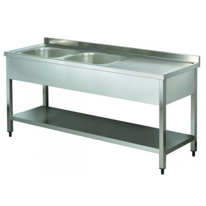 Spalator inox cu 2 cuve, picurator dreapta, 1600x700x850 mm - 1