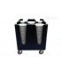 Carucior negru, transport farfurii cu 6 compartimente