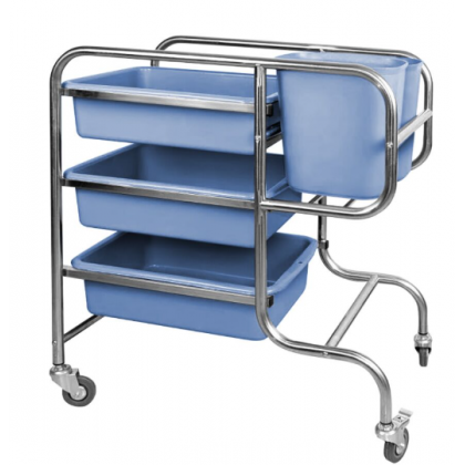 Carucior de debarasare cu 3 rafturi si 2 recipiente - 1